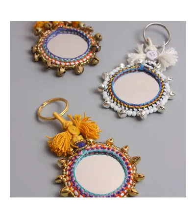 Porte-clé miroir "Soleil" JAUNE